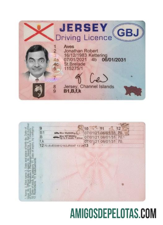 Carteira de motorista de Jersey exemplo